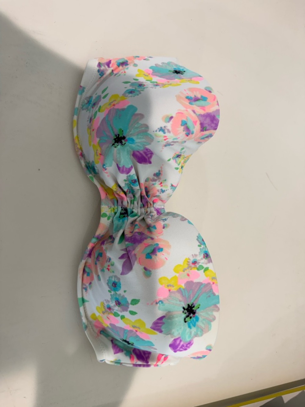 Victoria's Secret White Floral Strapless Bandeau Bikini Top 32DD